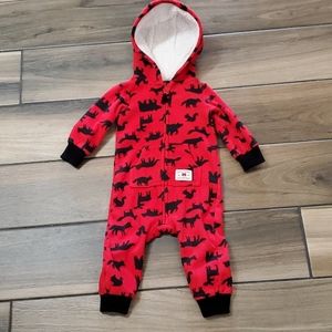 Carter's Fleece Pajama Winter Jumpsuit 9 Mo Red Unisex
